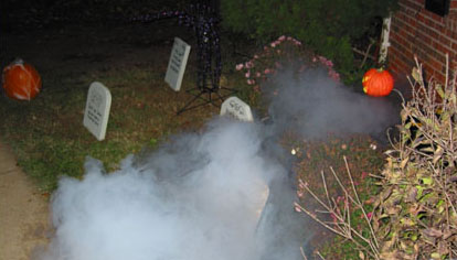 A chilly mist settles over the gravestones